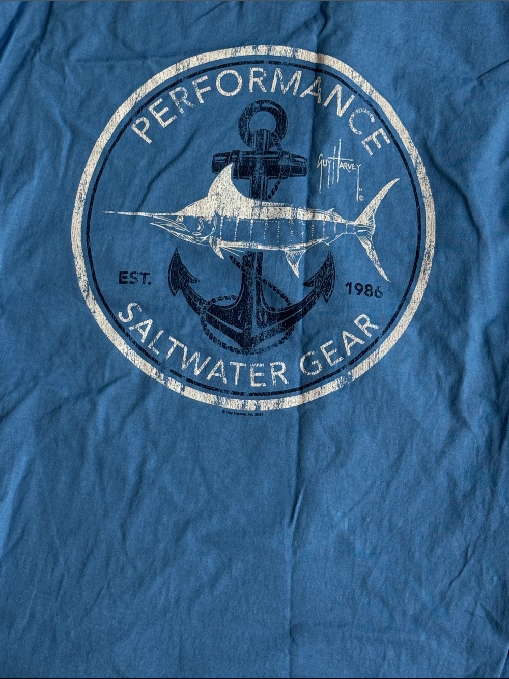 Guy Harvey Blue Short Sleeve Performance Saltwater Gear T-Shirt